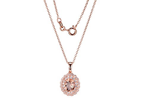 Peach Morganite 18k Rose Gold Over Sterling Silver Pendant With Chain 1.27ctw