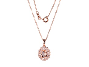Peach Morganite 18k Rose Gold Over Sterling Silver Pendant With Chain 1.27ctw