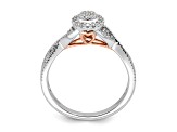 14K Two-tone White and Rose Gold Diamond Halo Cluster Engagement Ring 0.20ctw