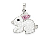 Sterling Silver Imitation Pearl and Preciosa Crystal Rabbit Pendant