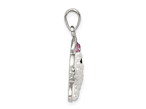 Sterling Silver Imitation Pearl and Preciosa Crystal Rabbit Pendant