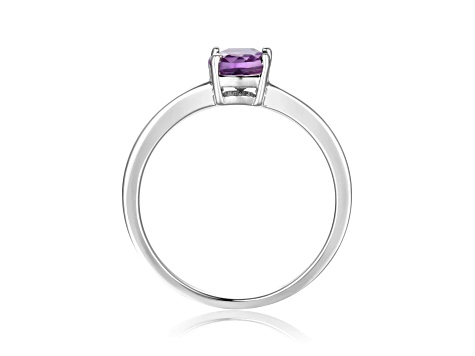Rectangular Cushion Amethyst Sterling Silver Solitaire Ring, 0.85ct