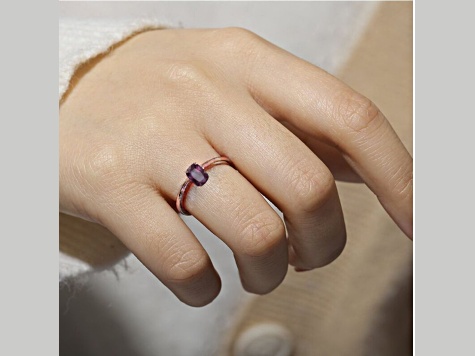 Rectangular Cushion Lab Created Alexandrite 14K Rose Gold Over Sterling Silver Solitaire Ring