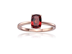 Rectangular Cushion Garnet 14K Rose Gold Over Sterling Silver Solitaire Ring, 1.00ct