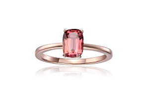 Rectangular Cushion Pink Tourmaline 14K Rose Gold Over Sterling Silver Solitaire Ring, 0.85ct