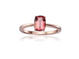 Rectangular Cushion Pink Tourmaline 14K Rose Gold Over Sterling Silver Solitaire Ring, 0.85ct