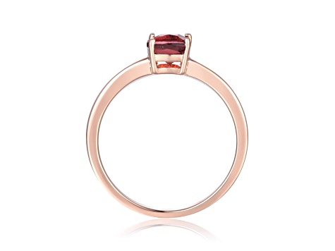 Rectangular Cushion Pink Tourmaline 14K Rose Gold Over Sterling Silver Solitaire Ring, 0.85ct