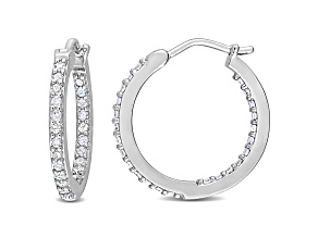 0.50ctw Diamond Inside Outside Hoop Earrings in Sterling Silver