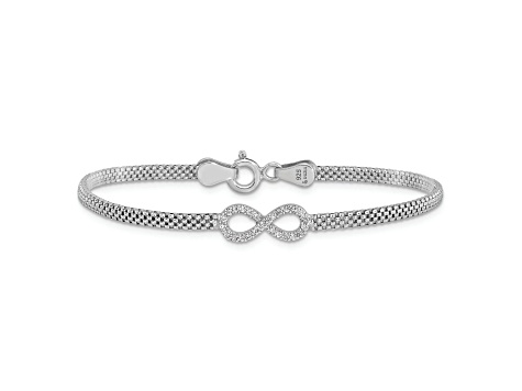 Sterling Silver Polished Cubic Zirconia Infinity Children's 6in Bracelet