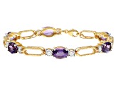 Amethyst And White Lab-Grown Diamond 14kt Yellow Gold Over Silver Bracelet 7.75ctw