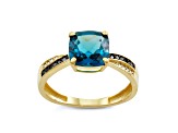 London Blue Topaz with Black and White Diamond 10K Yellow Gold 3.00ctw