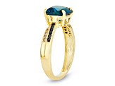 London Blue Topaz with Black and White Diamond Accent 10K Yellow Gold 2.10ctw