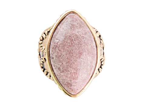 Barse Jewelry Champion Pink Rhodonite Gold Tone Cocktail Ring