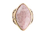 Barse Jewelry Champion Pink Rhodonite Gold Tone Cocktail Ring