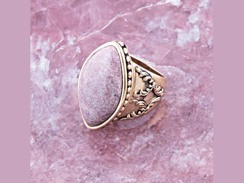 Barse Jewelry Champion Pink Rhodonite Gold Tone Cocktail Ring