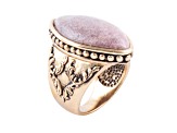 Barse Jewelry Champion Pink Rhodonite Gold Tone Cocktail Ring