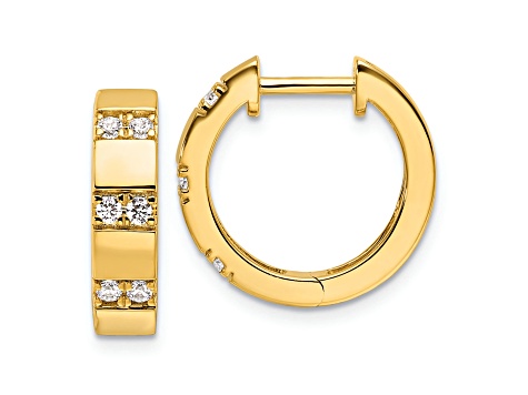 14K Yellow Gold Lab Grown Diamond SI1/SI2, G H I, Hinged Hoop Earrings