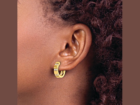 14K Yellow Gold Lab Grown Diamond SI1/SI2, G H I, Hinged Hoop Earrings