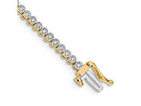 14k Yellow Gold and 14k White Gold with Rhodium over 14k Yellow Gold Diamond Tennis Bracelet