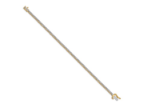 14k Yellow Gold and 14k White Gold with Rhodium over 14k Yellow Gold Diamond Tennis Bracelet