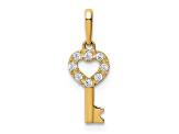 14K Yellow Gold Cubic Zirconia Key Dangle Pendant