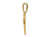 14K Yellow Gold Cubic Zirconia Key Dangle Pendant