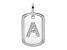 Rhodium Over 14k White Gold Diamond Initial A Dog Tag Charm