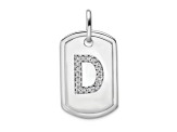 Rhodium Over 14k White Gold Diamond Initial D Dog Tag Charm