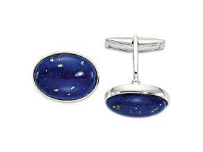Sterling Silver Cabochon Lapis Cuff Links