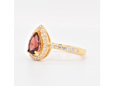 Pear Shape Garnet and Cubic Zirconia 14K Yellow Gold Over Sterling Silver Ring