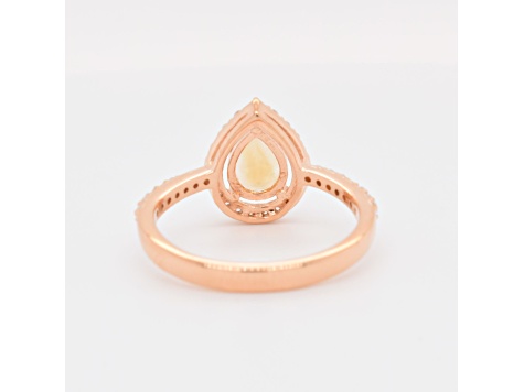 Pear Shape Citrine and Cubic Zirconia 14K Rose Gold Over Sterling Silver Ring