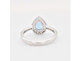 Pear Shape Swiss Blue Topaz and Cubic Zirconia Rhodium Over Sterling Silver Ring