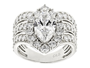 White Lab-Grown Diamond IGI Certified Platinum Halo Ring 4.00ctw