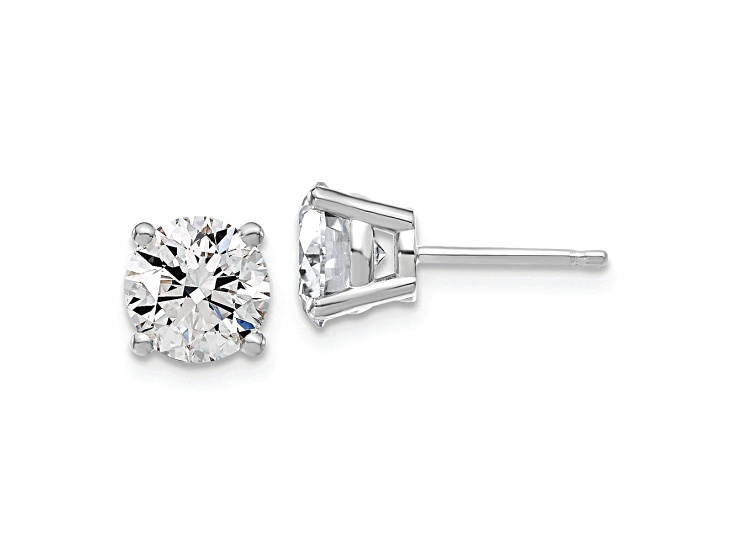 Rhodium Over 14K Gold Lab Grown Diamond 3ct. VS/SI GH+, 4-Prong Earrings