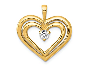 14k Yellow Gold Diamond Double Heart Pendant