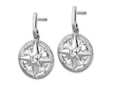 Rhodium Over Sterling Silver Polished Cubic Zirconia Compass Dangle Post Earrings
