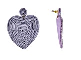 Off Park® Collection, Purple Seed Bead Heart Shape Earring