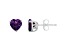 6mm Heart Shape Amethyst Rhodium Over Sterling Silver Stud Earrings