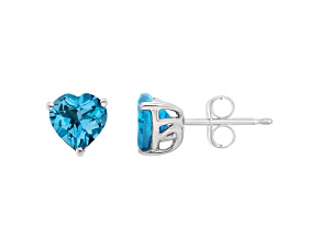 6mm Heart Shape Blue Topaz Rhodium Over Sterling Silver Stud Earrings