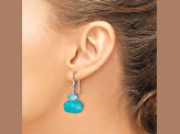 Sterling Silver Polished Aquamarine Crystal and Blue Jadeite Dangle Earrings