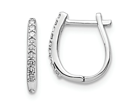 Rhodium Over 14K White Gold Lab Grown Diamond Hinged Hoop Earrings