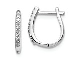 Rhodium Over 14K White Gold Lab Grown Diamond Hinged Hoop Earrings