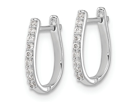 Rhodium Over 14K White Gold Lab Grown Diamond Hinged Hoop Earrings