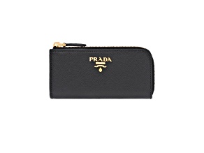 Prada Black Saffiano Leather Key Holder Pouch Wallet
