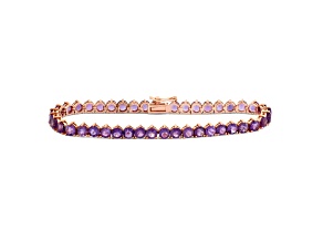 Purple Amethyst 14K Rose Gold Over Sterling Silver Tennis Bracelet 7.74ctw
