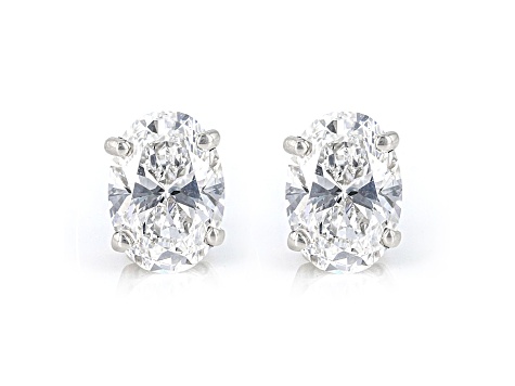 Oval White IGI Certified Lab-Grown Diamond 18k White Gold Stud Earrings 1.50ctw