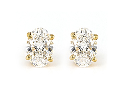 Oval White Lab-Grown Diamond 18k Yellow Gold Stud Earrings 1.50ctw