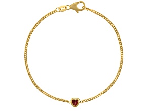 14K Yellow Gold Over Sterling Silver Garnet Curb Chain Bracelet .2ctw