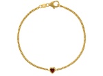 14K Yellow Gold Over Sterling Silver Garnet Curb Chain Bracelet .2ctw