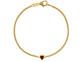 14K Yellow Gold Over Sterling Silver Garnet Curb Chain Bracelet .2ctw